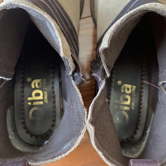 Diba Skyler Split Bootie Slip On Style Leather Suede Taupe & Dark Brown Size 6 - Picture 8 of 12